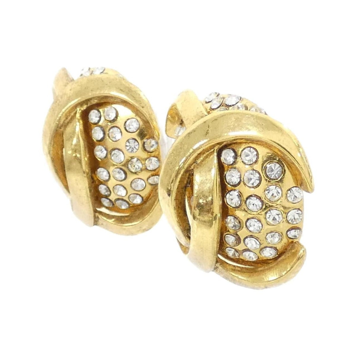 Chanel Vintage Earrings Gold Crystal — view 2