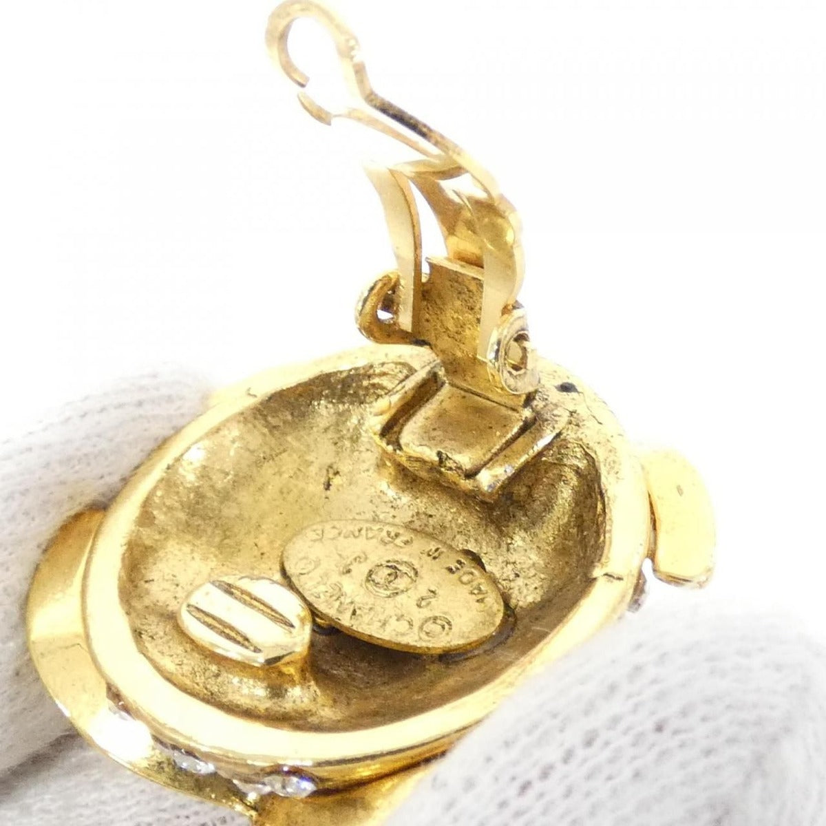 Chanel Vintage Earrings Gold Crystal — view 3