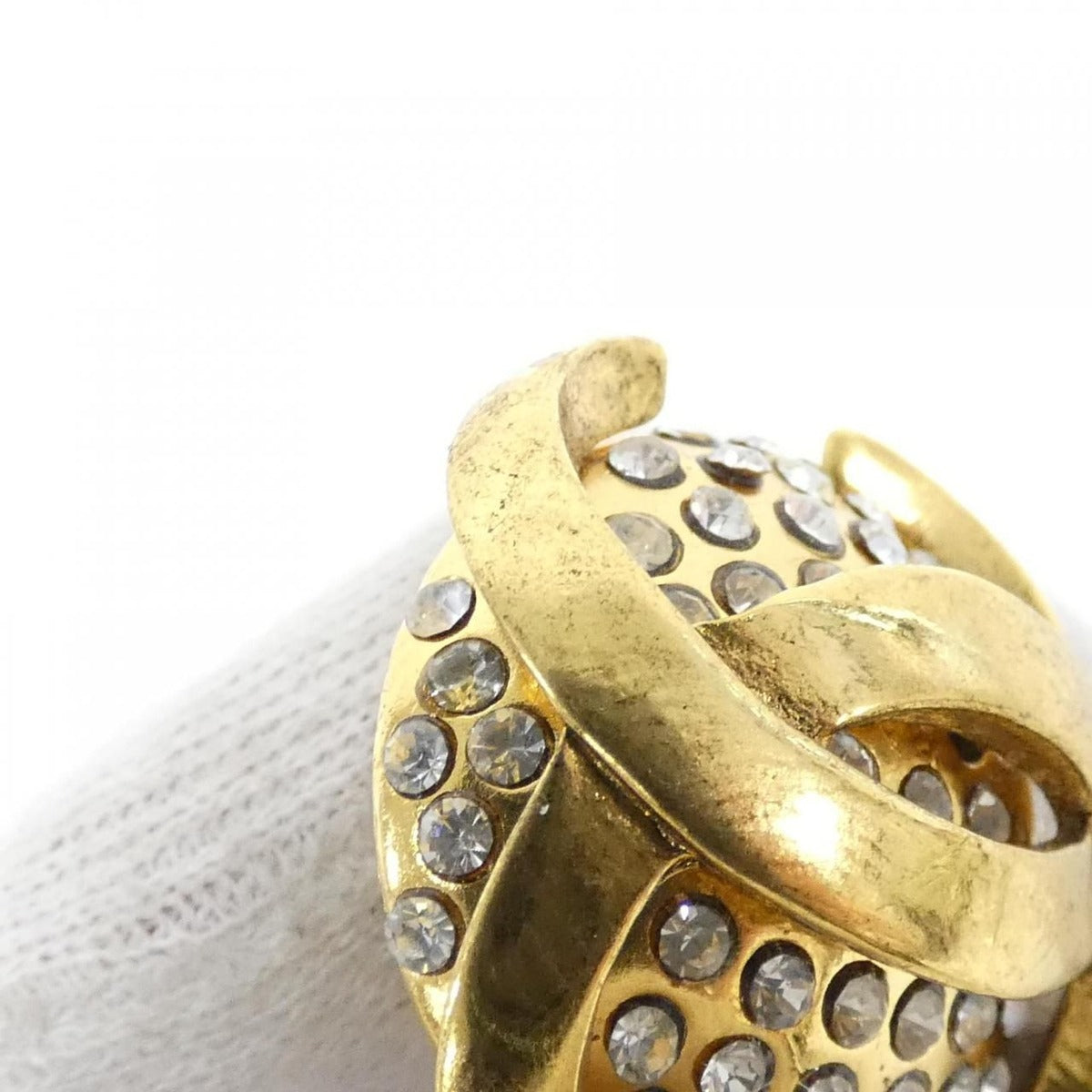Chanel Vintage Earrings Gold Crystal — view 5
