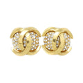 Chanel Vintage Earrings Gold Crystal