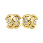 Chanel Vintage Earrings Gold Crystal