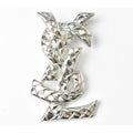 Saint Laurent Pin Brooch Badge Monogram YSL Logo Silver