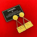 Chanel Vintage Quilted Bag Motif GP Earrings 94P — view 2