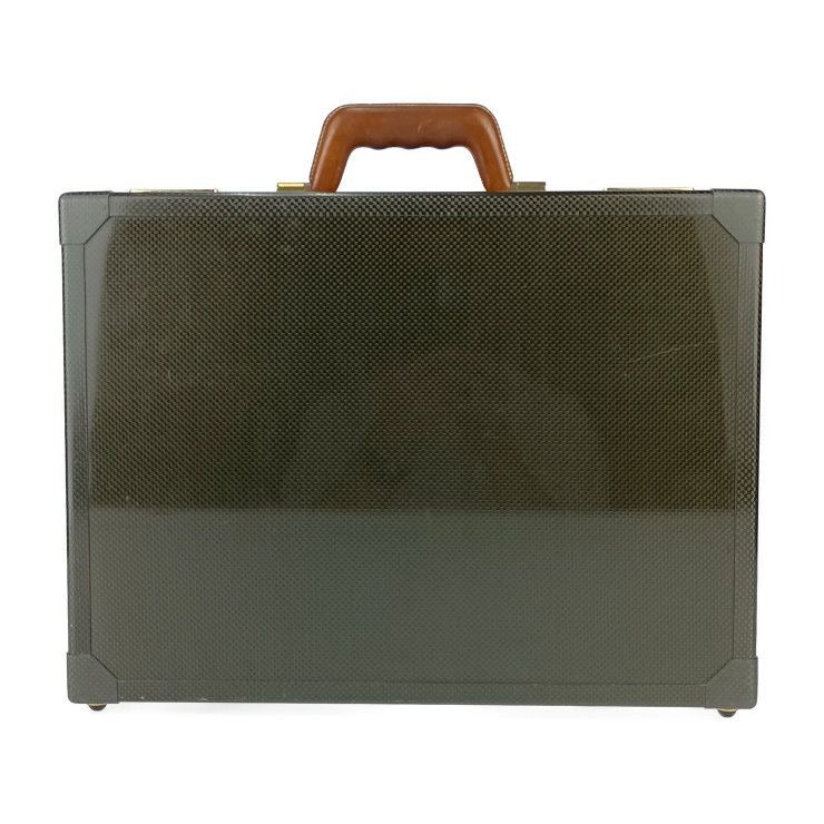 Hermes Business Bag Espace PM Attache Case Black Gold Hardware Carbon Leather