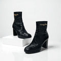 Christian Dior D-town Boots Short Shoes Leather Black Gold Logo