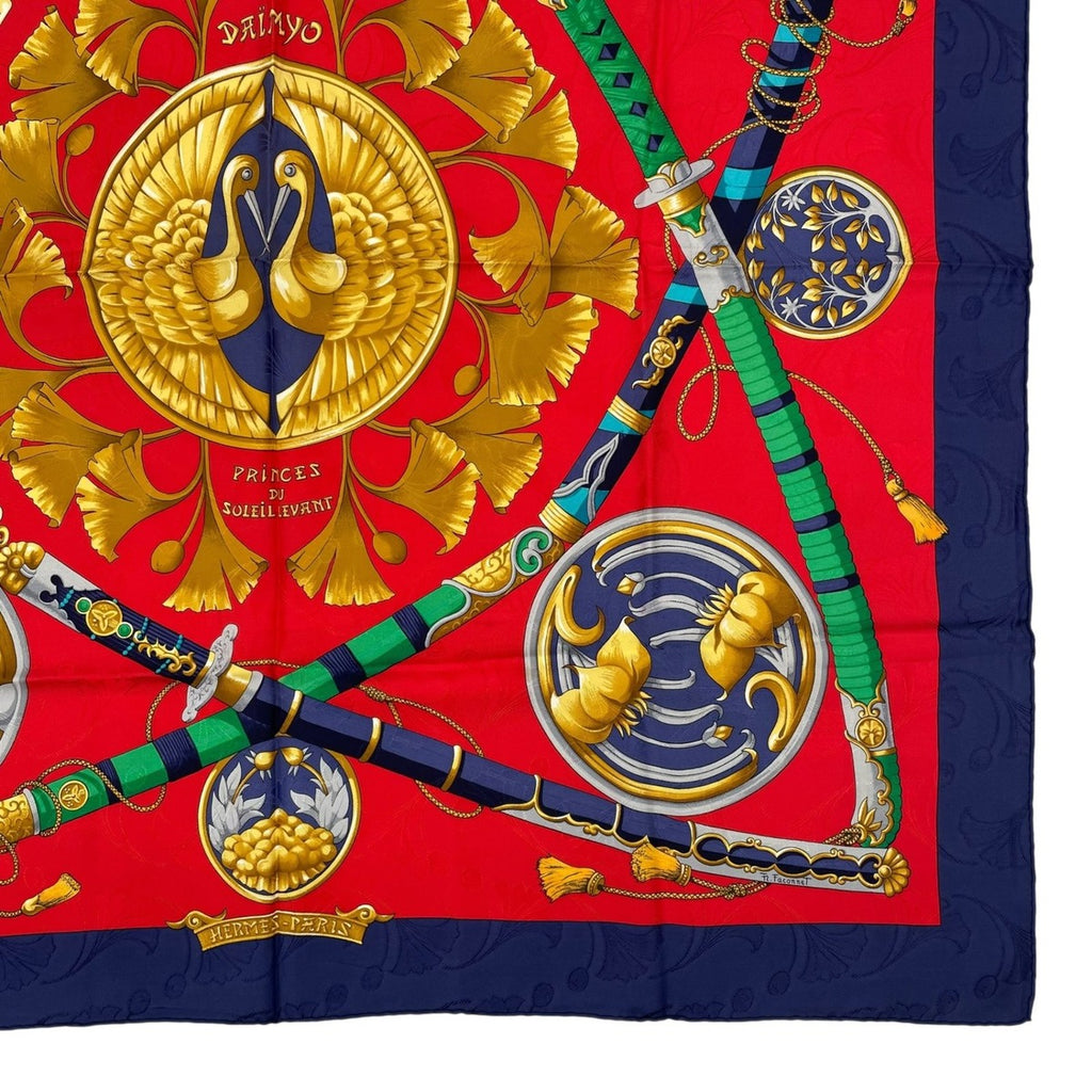 Hermes Scarf Silk Carre 90 Daimyo Princes du Soleil Levant Prince — view 5