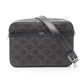 Celine Shoulder Bag Small Messenger Triomphe Black Canvas Leather