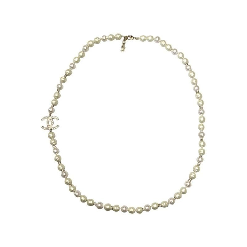Chanel Long Necklace Coco Mark Pearl Rhinestone — view 2
