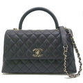 Chanel Large Top Handle Flap Bag Grain Calfskin BK