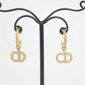 Dior Clair D Lune Swing Earrings Rhinestone Gold Clear