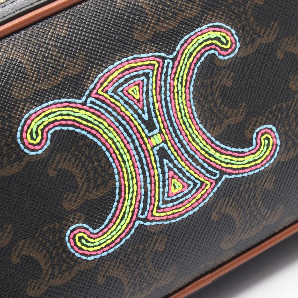 Celine Shoulder Bag Triomphe Mini Black Multi Canvas Brown Multi-color — view 5