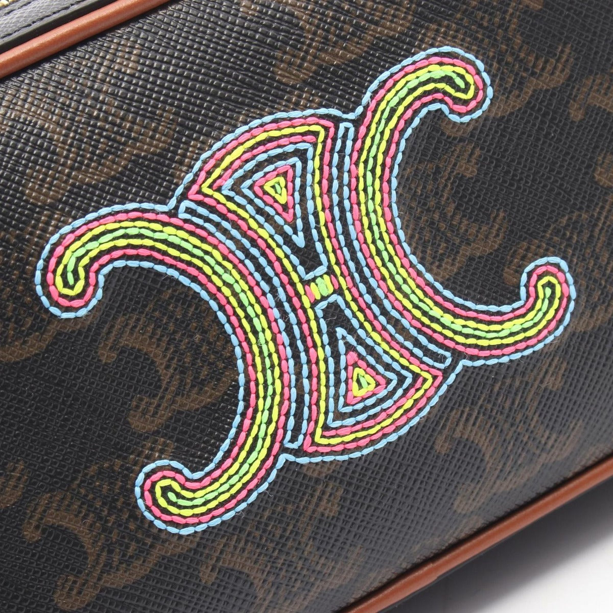 Celine Shoulder Bag Triomphe Mini Black Multi Canvas Brown Multi-color — view 5