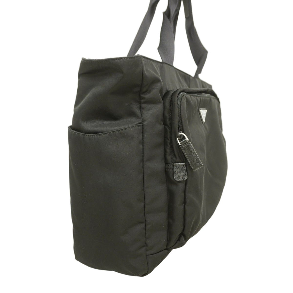 Prada Tote Saffiano Nylon Black Silver — view 2