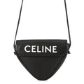 Celine Shoulder Bag Triangle Logo Leather Pochette Black
