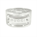 Gucci Polished Logo Vis Ring Wide Silver