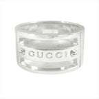 Gucci Polished Logo Vis Ring Wide Silver