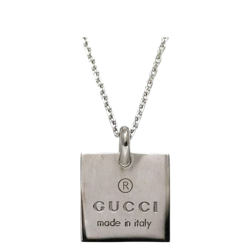 Gucci Square Logo Plate Necklace Silver — view 2