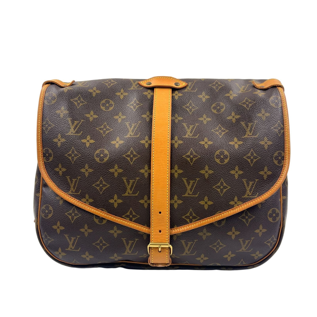 Louis Vuitton Saumur 35 Monogram Leather Brown Light Shoulder Bag Gold