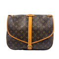 Louis Vuitton Saumur 35 Monogram Leather Brown Light Shoulder Bag Gold