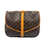 Louis Vuitton Saumur 35 Monogram Leather Brown Light Shoulder Bag Gold