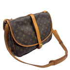 Louis Vuitton Saumur 35 Monogram Leather Brown Light Shoulder Bag Gold — view 2