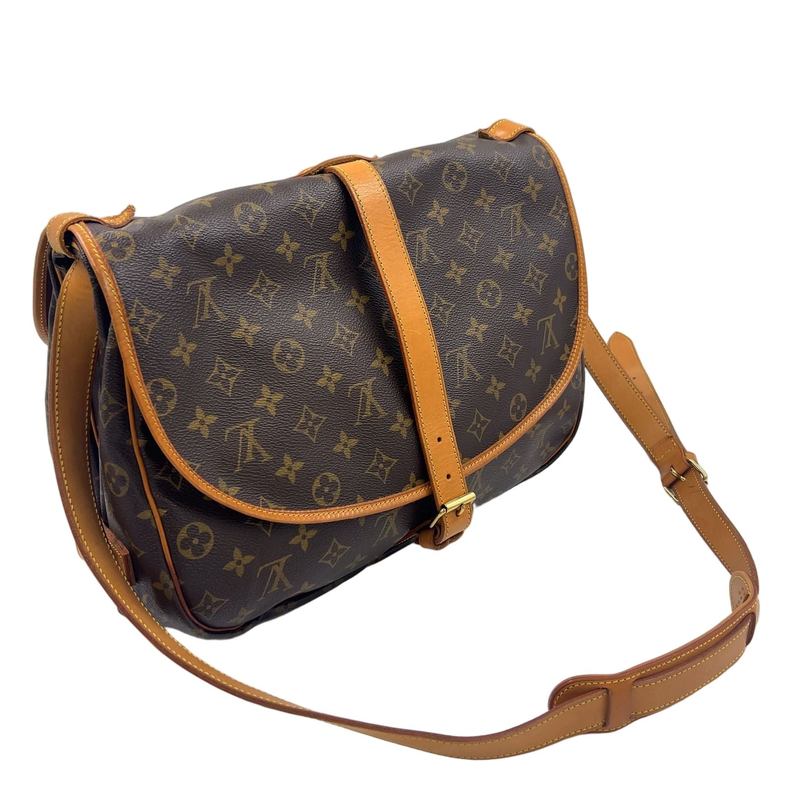 Louis Vuitton Saumur 35 Monogram Leather Brown Light Shoulder Bag Gold — view 2