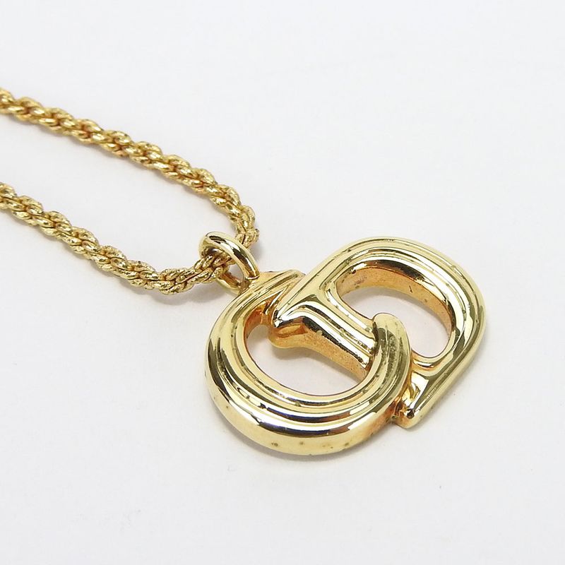 Christian Dior Necklace Metal Gold Plated Accessories CD Logo — view 4