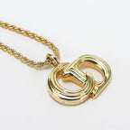 Christian Dior Necklace Metal Gold Plated Accessories CD Logo — view 4