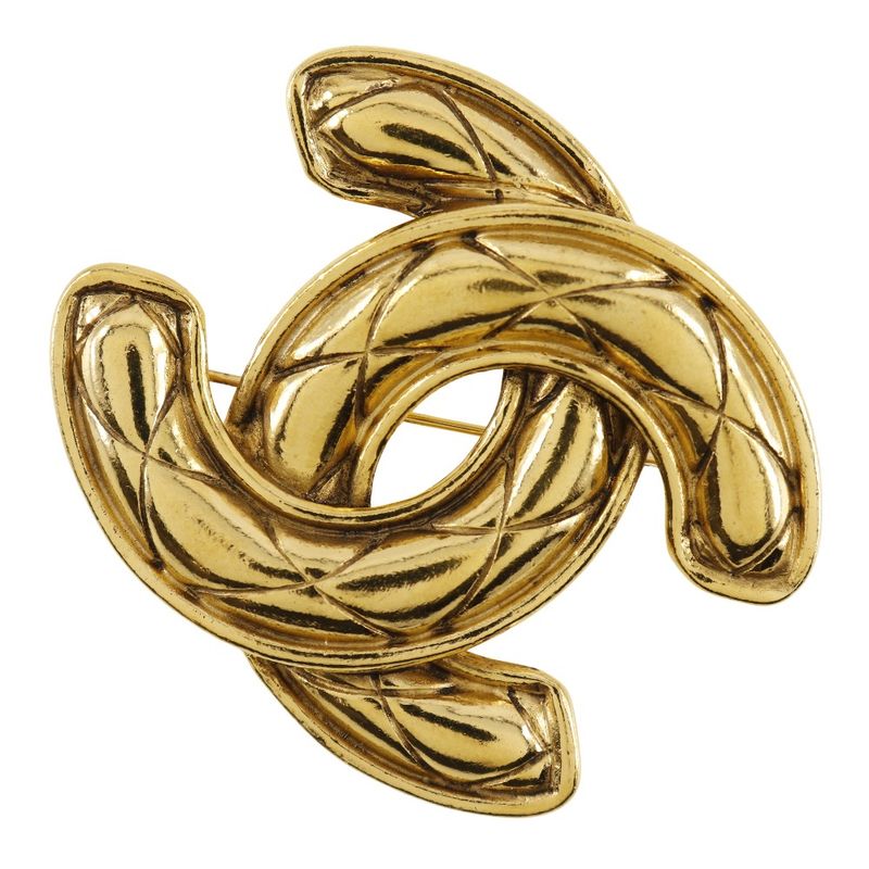 Chanel Coco Mark Quilted Gold Plated 32.4 g Brooch — view 3