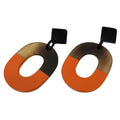 Hermes Earrings Isthme Buffalo Horn Lacquer Orange Brown