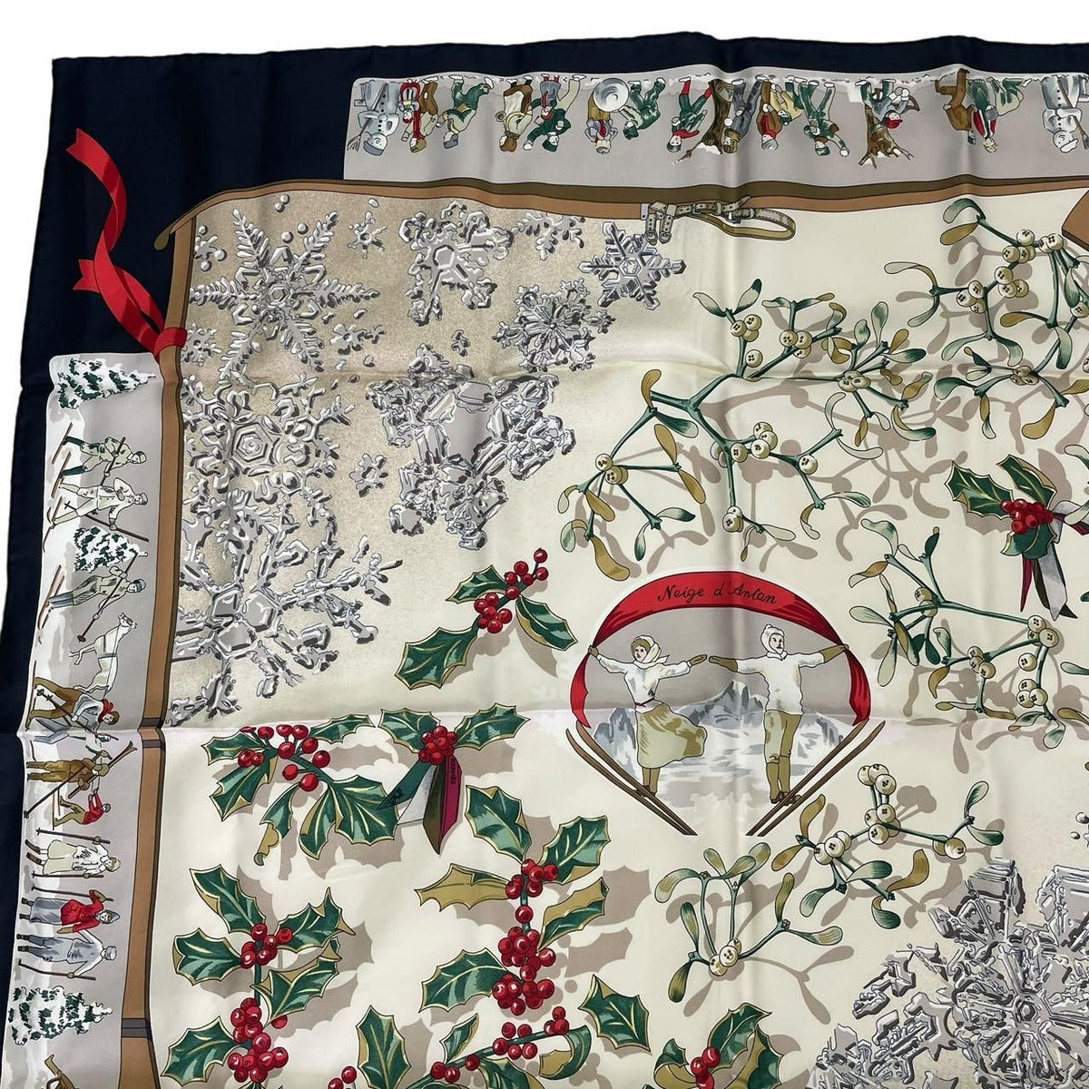 Hermes Scarf Silk Carre 90 Neige D'antan Last Year's Snow Black — view 2