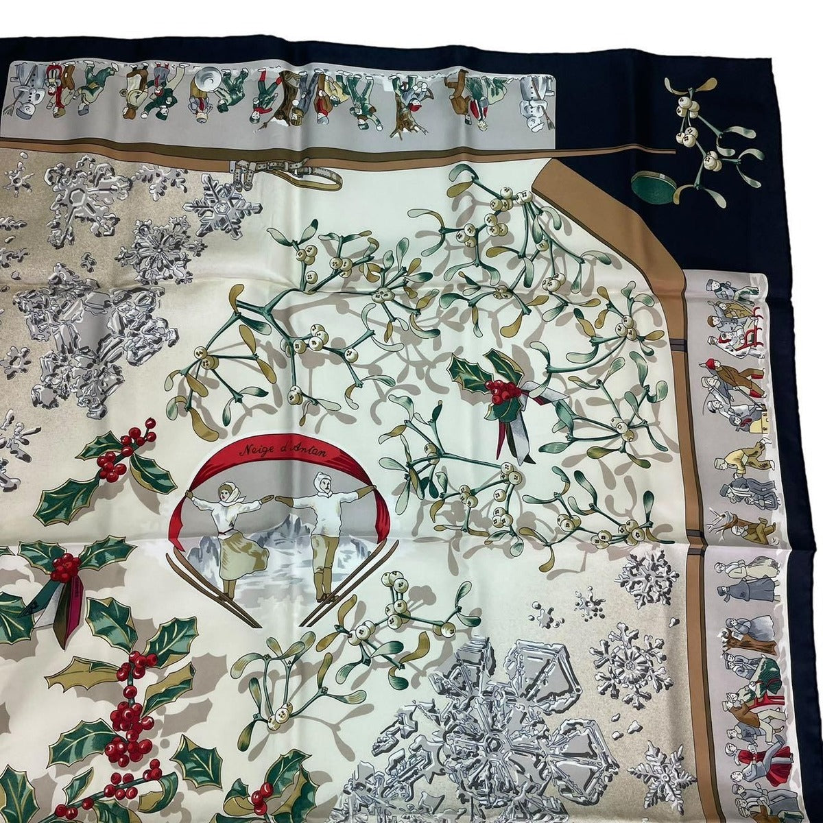 Hermes Scarf Silk Carre 90 Neige D'antan Last Year's Snow Black — view 3