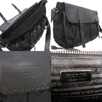 Prada Messenger Bag Bt0582 Crossbody Leather Nylon Nero 1191 — view 8