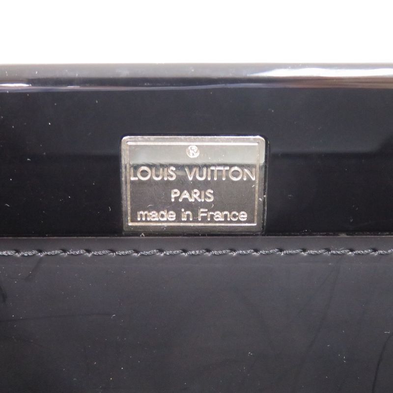 Louis Vuitton Plastic Leather Black Silver Hardware Handbag 0745 — view 8