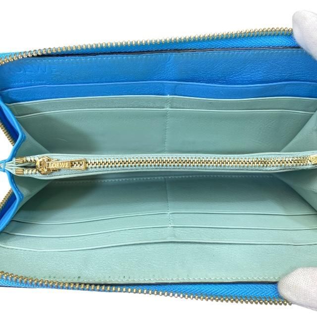 Loewe Wallet Long Round Zipper Anagram Leather Sky Blue Mint — view 7