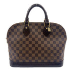 Louis Vuitton Alma PM Damier Ebene Leather Brown Handbag Gold