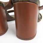Louis Vuitton Monogram Ankle Strap Heel Sandals Brown Gold 36 1 2 — view 8