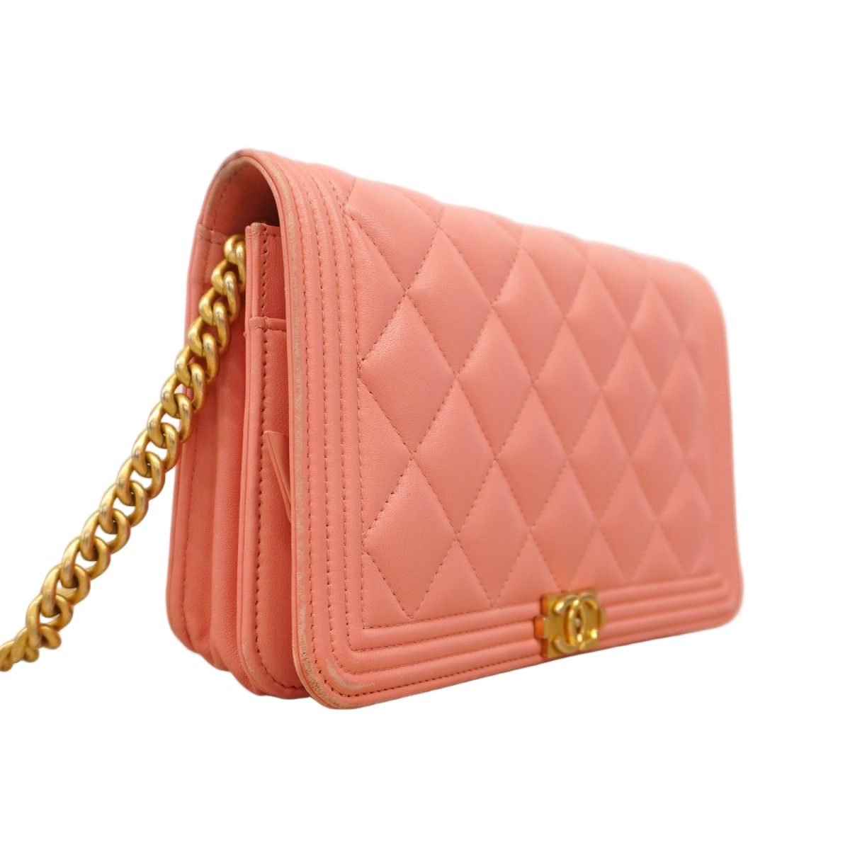 Chanel Shoulder Wallet Boy Lambskin Pink Gold — view 2