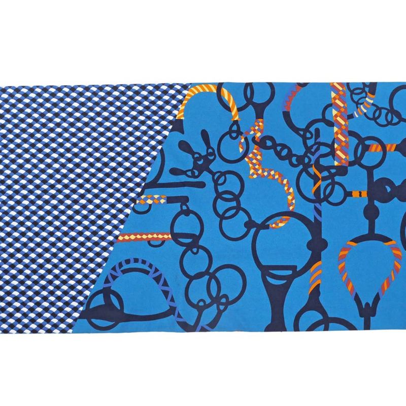 Hermes Maxi Twill Molle Etres Blue Orange Yellow Silk Scarf — view 6