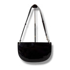 Prada Shoulder Bag Hobo Mirror Calf Leather Dark Brown Semi — view 2
