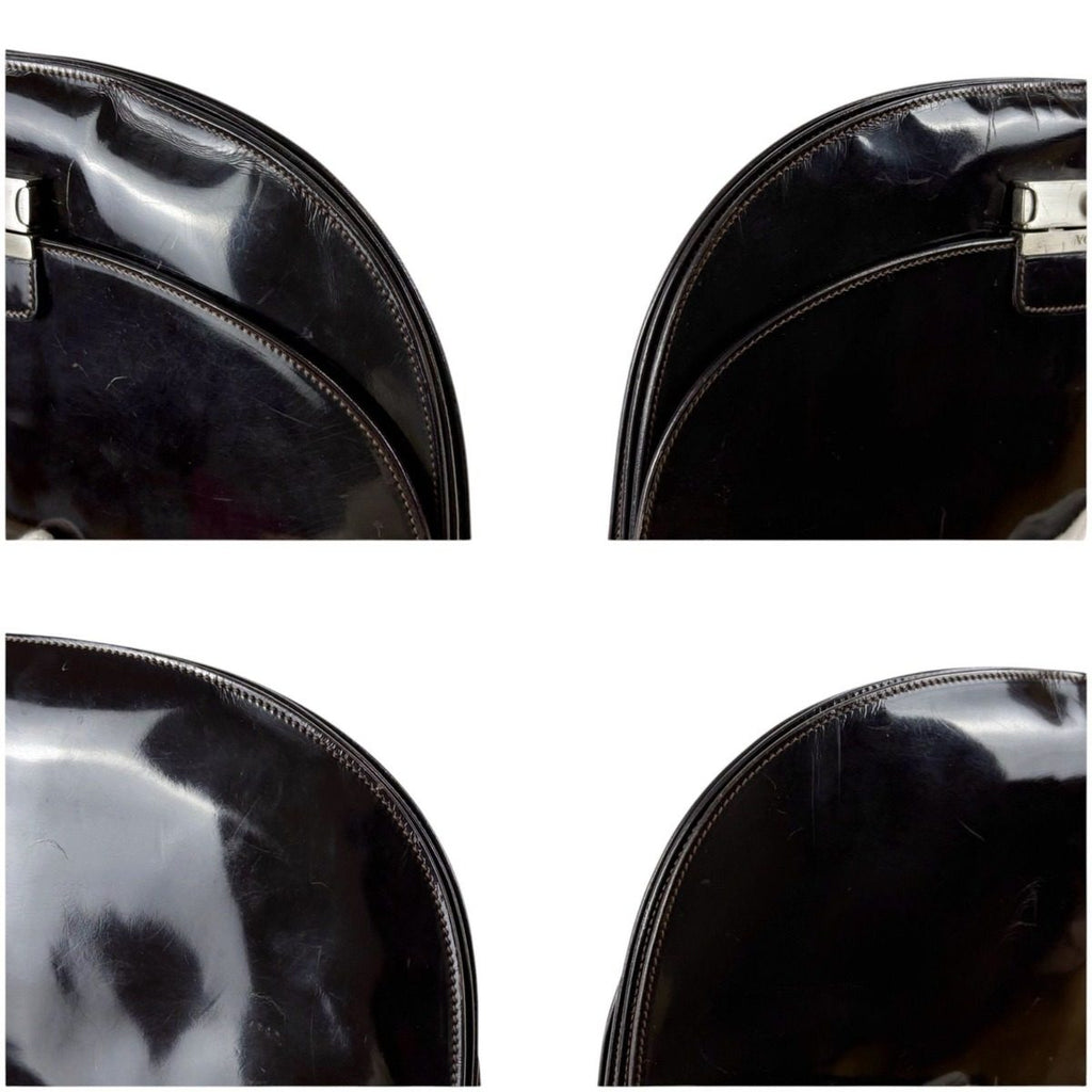 Prada Shoulder Bag Hobo Mirror Calf Leather Dark Brown Semi — view 6