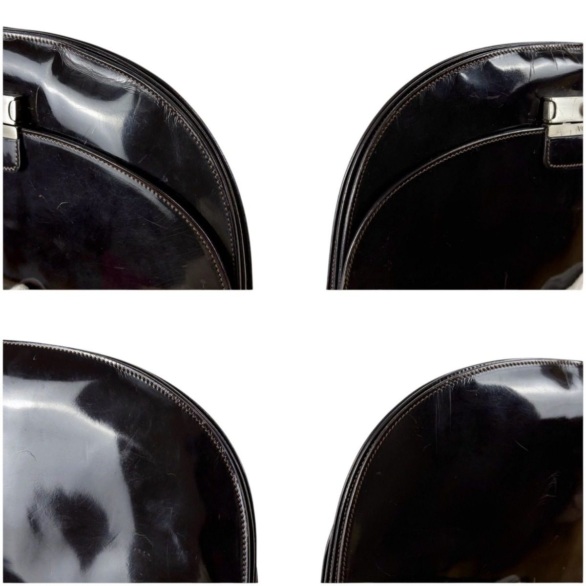 Prada Shoulder Bag Hobo Mirror Calf Leather Dark Brown Semi — view 6