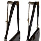 Prada Shoulder Bag Hobo Mirror Calf Leather Dark Brown Semi — view 7
