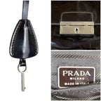Prada Shoulder Bag Hobo Mirror Calf Leather Dark Brown Semi — view 8