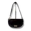 Prada Shoulder Bag Hobo Mirror Calf Leather Dark Brown Semi