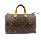 Louis Vuitton Speedy 35 Monogram Leather Brown Handbag Gold