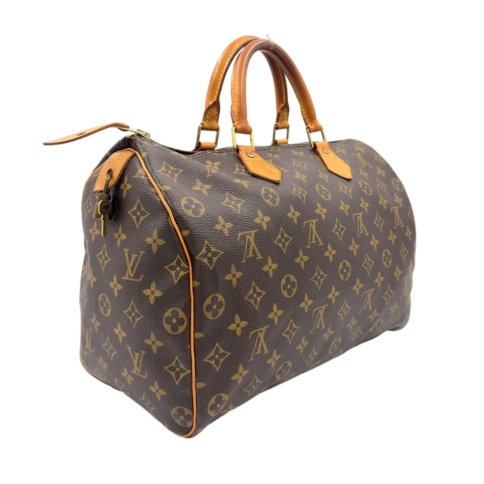 Louis Vuitton Speedy 35 Monogram Leather Brown Handbag Gold — view 2