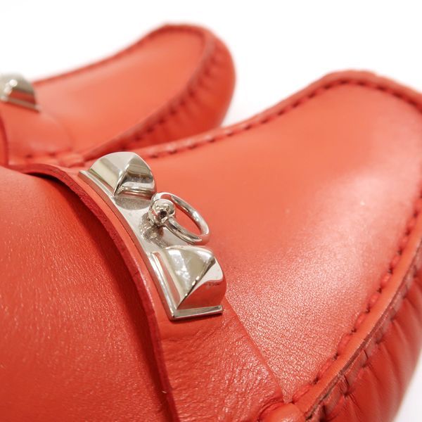 Hermes Moccasins Irving Driving Shoes 38 Orange — view 5