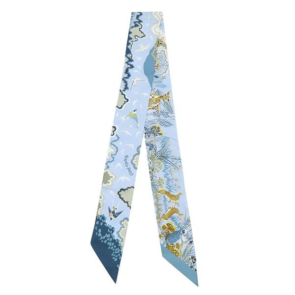 Hermes Scarf Twilly Silk Blue Ciel Marine Green Rewilding
