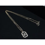 Chanel CC Logo Rhinestone Necklace Pendant Gold